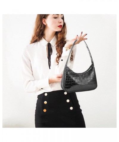 Shoulder Bag for Women, Small Purses Croc Pattern Clutch Purse Vegan Leather Little Purse Cute Mini Handbag Black $11.03 Shou...