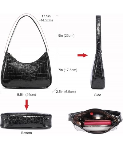 Shoulder Bag for Women, Small Purses Croc Pattern Clutch Purse Vegan Leather Little Purse Cute Mini Handbag Black $11.03 Shou...