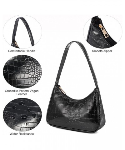 Shoulder Bag for Women, Small Purses Croc Pattern Clutch Purse Vegan Leather Little Purse Cute Mini Handbag Black $11.03 Shou...