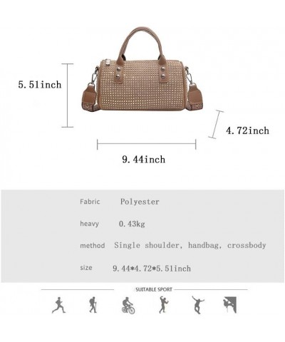 Diamond studded women's bag, retro crossbody bag, versatile single shoulder bag, hand-held pillow bag Khaki $18.43 Crossbody ...