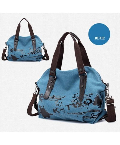 Backpack, Women's Shoulder Bag, Handbag, Canvas Bag, 35 × 49 × 12cm Blue $28.57 Backpacks