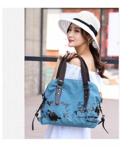 Backpack, Women's Shoulder Bag, Handbag, Canvas Bag, 35 × 49 × 12cm Blue $28.57 Backpacks