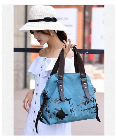 Backpack, Women's Shoulder Bag, Handbag, Canvas Bag, 35 × 49 × 12cm Blue $28.57 Backpacks