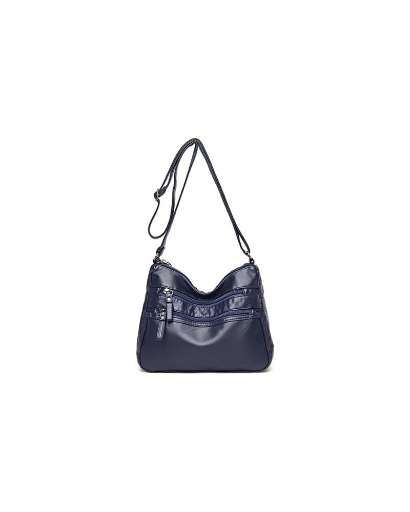 Ladies Shoulder Bag PU Casual Tot Bag Spacious Multi Pocket Crossbody Purse Shoulder Bag Tot Bag Blue $23.92 Shoulder Bags