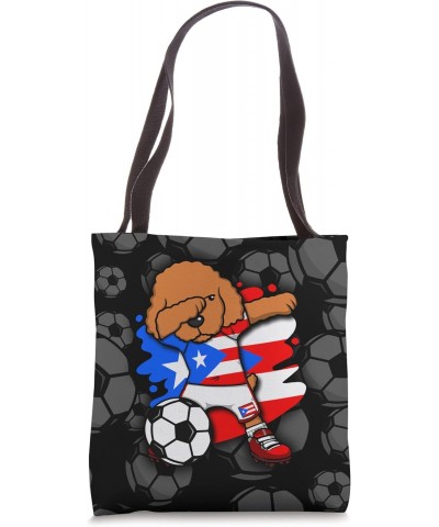 Dabbing Poodle Puerto Rico Soccer Fan Jersey Football Lover Tote Bag $13.69 Totes