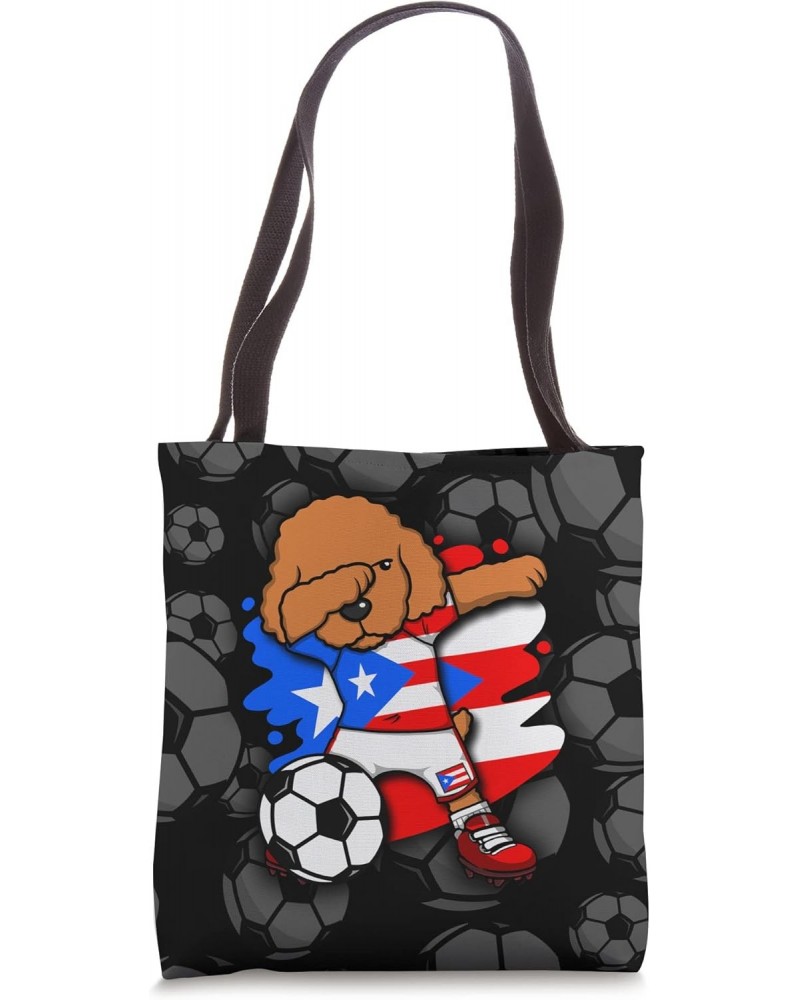 Dabbing Poodle Puerto Rico Soccer Fan Jersey Football Lover Tote Bag $13.69 Totes