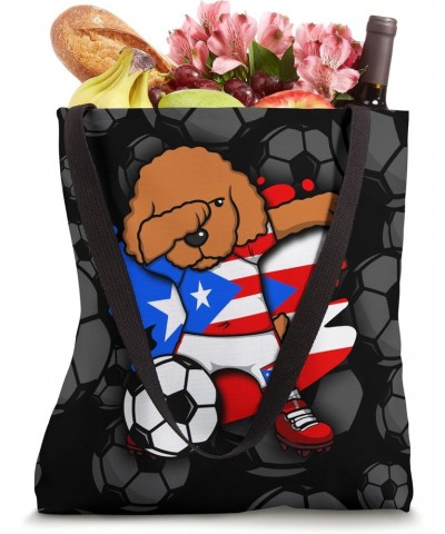 Dabbing Poodle Puerto Rico Soccer Fan Jersey Football Lover Tote Bag $13.69 Totes