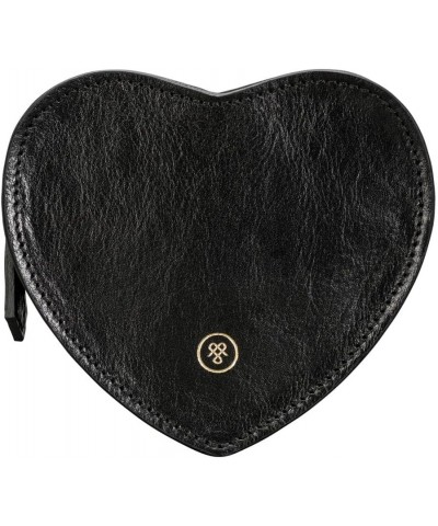 Maxwell Scott - Womens Luxury Leather Large Heart-Shaped Coin Card Wallet Holder Pouch - Made in Italy - The MirabellaL Black...