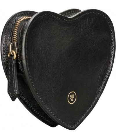 Maxwell Scott - Womens Luxury Leather Large Heart-Shaped Coin Card Wallet Holder Pouch - Made in Italy - The MirabellaL Black...