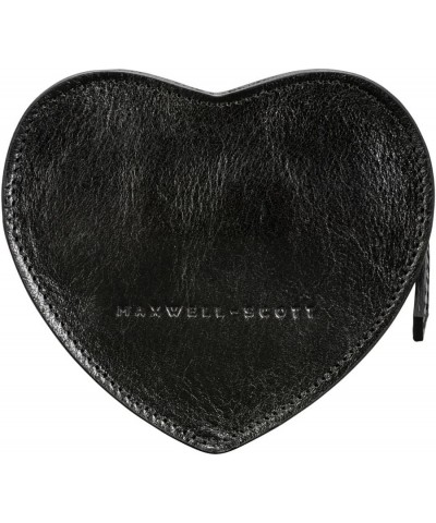 Maxwell Scott - Womens Luxury Leather Large Heart-Shaped Coin Card Wallet Holder Pouch - Made in Italy - The MirabellaL Black...