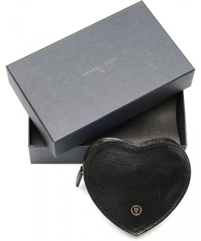 Maxwell Scott - Womens Luxury Leather Large Heart-Shaped Coin Card Wallet Holder Pouch - Made in Italy - The MirabellaL Black...