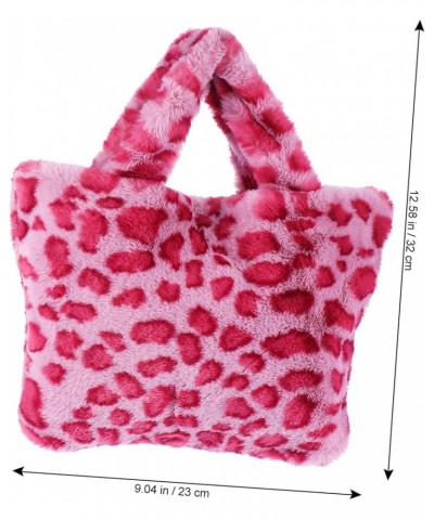 1pc Leopard Print Bag Large Capacity Handbag Stylish Handbag Plush Handbag Tote Bag for Women Fashion Red $9.00 Totes