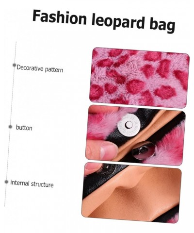 1pc Leopard Print Bag Large Capacity Handbag Stylish Handbag Plush Handbag Tote Bag for Women Fashion Red $9.00 Totes