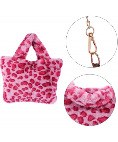 1pc Leopard Print Bag Large Capacity Handbag Stylish Handbag Plush Handbag Tote Bag for Women Fashion Red $9.00 Totes