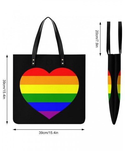 LGBT Gay Pride Flag Tote Bags PU Leather Shoulder Bag Purses Work Tote Handbags for Women Men $16.34 Totes