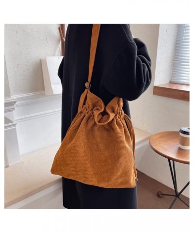 Corduroy Shoulder Bag Womens Handbags Ladies Bag Sling Bag One Size Brown $16.33 Totes