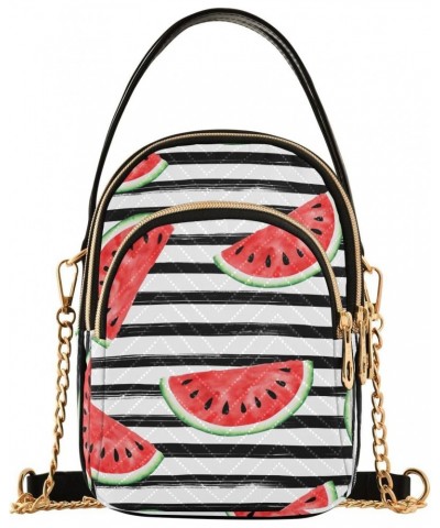 Watermelon Black White Striped Joko lvery Cross Body Purse Shoulder Bag Chain Handbag Crossbody Bags for Gifts Work Women $11...