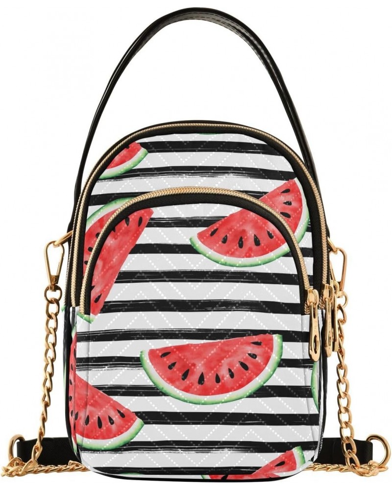 Watermelon Black White Striped Joko lvery Cross Body Purse Shoulder Bag Chain Handbag Crossbody Bags for Gifts Work Women $11...