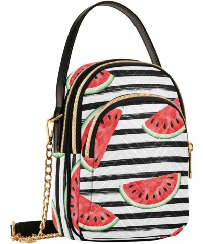 Watermelon Black White Striped Joko lvery Cross Body Purse Shoulder Bag Chain Handbag Crossbody Bags for Gifts Work Women $11...