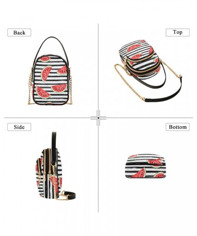 Watermelon Black White Striped Joko lvery Cross Body Purse Shoulder Bag Chain Handbag Crossbody Bags for Gifts Work Women $11...