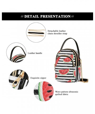 Watermelon Black White Striped Joko lvery Cross Body Purse Shoulder Bag Chain Handbag Crossbody Bags for Gifts Work Women $11...