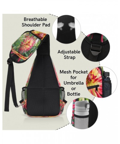 Autumn Dahlia Sling Bag for Women Crossbody Backpack Purse Shoulder Casual Daypack Cross Body Bags for Travel Cycling Hiking ...