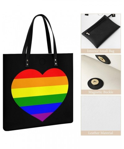 LGBT Gay Pride Flag Tote Bags PU Leather Shoulder Bag Purses Work Tote Handbags for Women Men $16.34 Totes