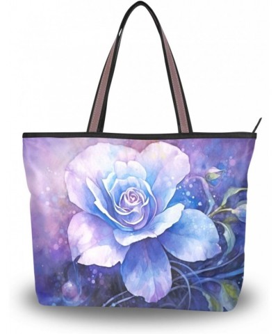 Women Tote Bags Blue Flowers Top Handle Satchel Handbags Shoulder Bag for Shopping 20854356 $10.08 Totes