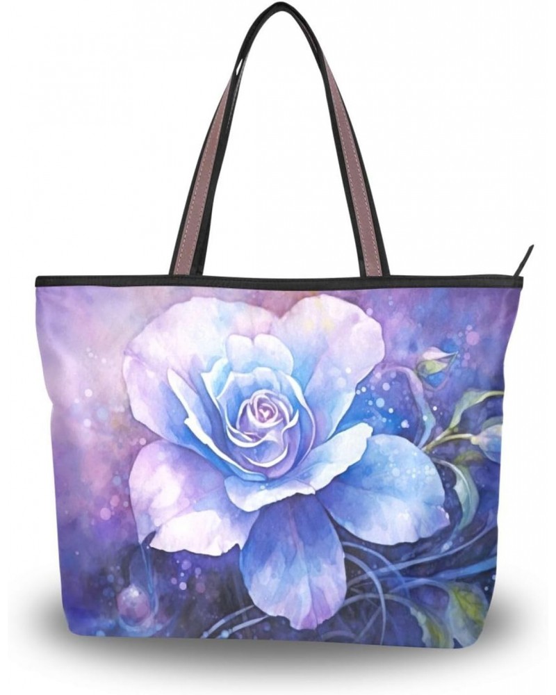 Women Tote Bags Blue Flowers Top Handle Satchel Handbags Shoulder Bag for Shopping 20854356 $10.08 Totes