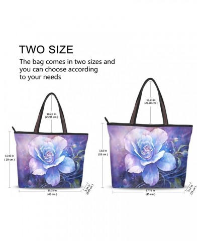 Women Tote Bags Blue Flowers Top Handle Satchel Handbags Shoulder Bag for Shopping 20854356 $10.08 Totes