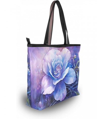 Women Tote Bags Blue Flowers Top Handle Satchel Handbags Shoulder Bag for Shopping 20854356 $10.08 Totes