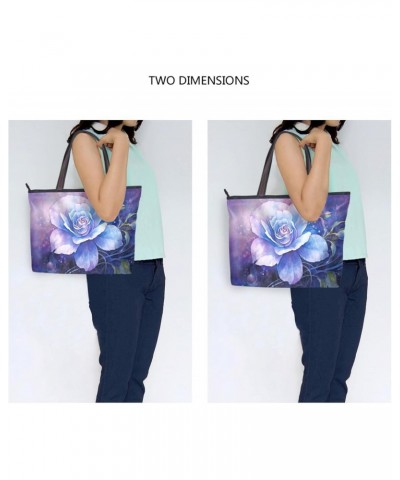 Women Tote Bags Blue Flowers Top Handle Satchel Handbags Shoulder Bag for Shopping 20854356 $10.08 Totes