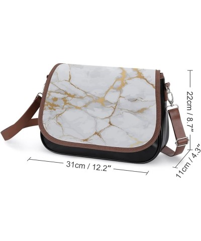 Printed Crossbody Bags Women City Leather Shoulder Bag Satchel Hobo Bags Trendy Marble Black And White Color6 $25.00 Hobo Bags