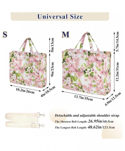 Watercolor Cherry Blossom Corduroy Tote Bag for Women Hobo Crossbody Bag Purse Stylish Shoulder Handbag Messenger Bags, S $10...