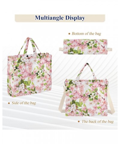 Watercolor Cherry Blossom Corduroy Tote Bag for Women Hobo Crossbody Bag Purse Stylish Shoulder Handbag Messenger Bags, S $10...