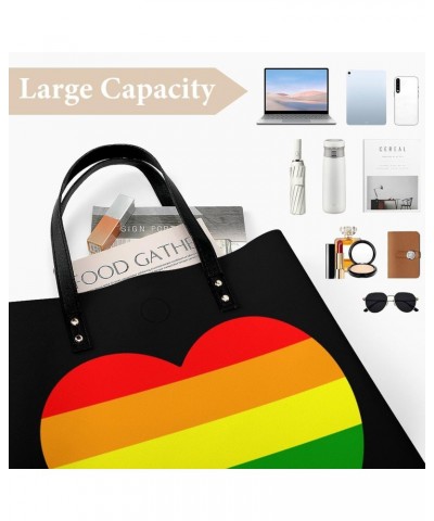 LGBT Gay Pride Flag Tote Bags PU Leather Shoulder Bag Purses Work Tote Handbags for Women Men $16.34 Totes