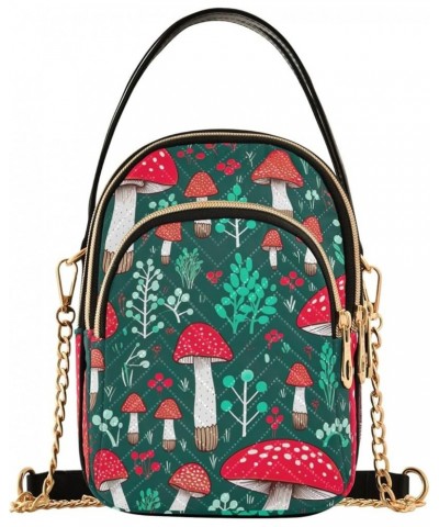 Mushroom Teal Ladies Crossbody Bags Quilted Purse Mushroom Teal $9.27 Crossbody Bags