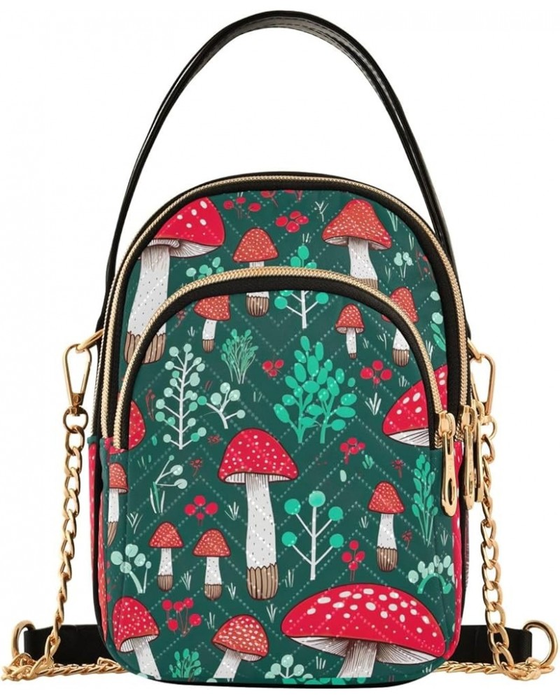 Mushroom Teal Ladies Crossbody Bags Quilted Purse Mushroom Teal $9.27 Crossbody Bags