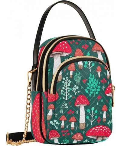 Mushroom Teal Ladies Crossbody Bags Quilted Purse Mushroom Teal $9.27 Crossbody Bags