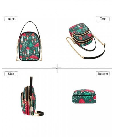 Mushroom Teal Ladies Crossbody Bags Quilted Purse Mushroom Teal $9.27 Crossbody Bags