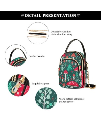 Mushroom Teal Ladies Crossbody Bags Quilted Purse Mushroom Teal $9.27 Crossbody Bags