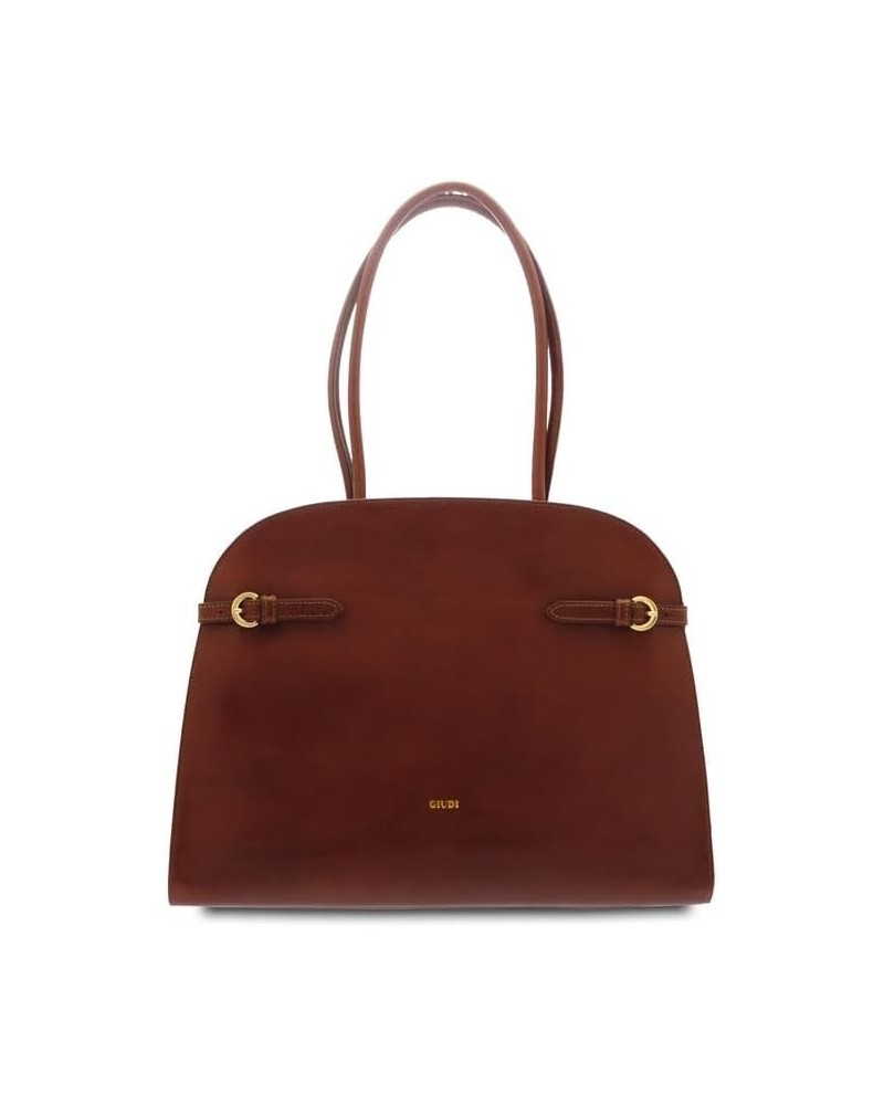 Women's Bag in Cowhide Leather, Genuine Leather, Shopping, One Compartment, Two Long Handles, Made in Italy (Brown) - 12340/G...