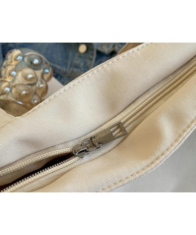 Canvas Tote Bag Purse for Women Canvas Shoulder Handbags Multi-pocket Satchel Bag Large Capacity Hobo Handbag White $25.95 Totes