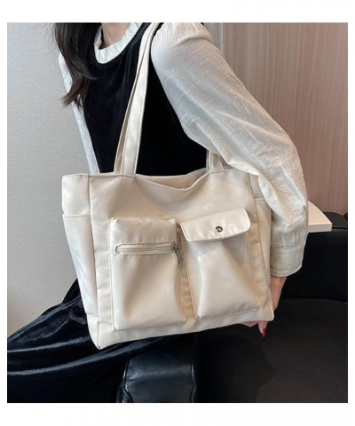 Canvas Tote Bag Purse for Women Canvas Shoulder Handbags Multi-pocket Satchel Bag Large Capacity Hobo Handbag White $25.95 Totes