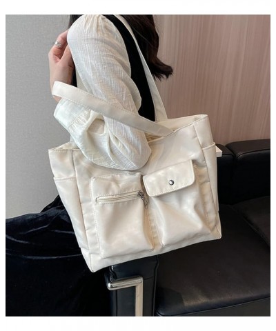 Canvas Tote Bag Purse for Women Canvas Shoulder Handbags Multi-pocket Satchel Bag Large Capacity Hobo Handbag White $25.95 Totes