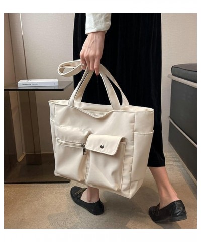 Canvas Tote Bag Purse for Women Canvas Shoulder Handbags Multi-pocket Satchel Bag Large Capacity Hobo Handbag White $25.95 Totes