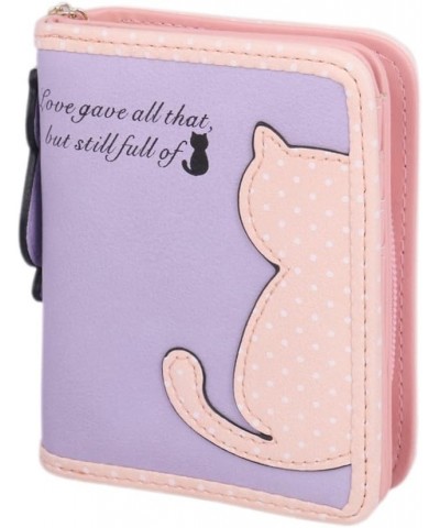 Womens Cat Pattern Wallet Coin Purse Card Holder,Black Purple $9.23 Wallets