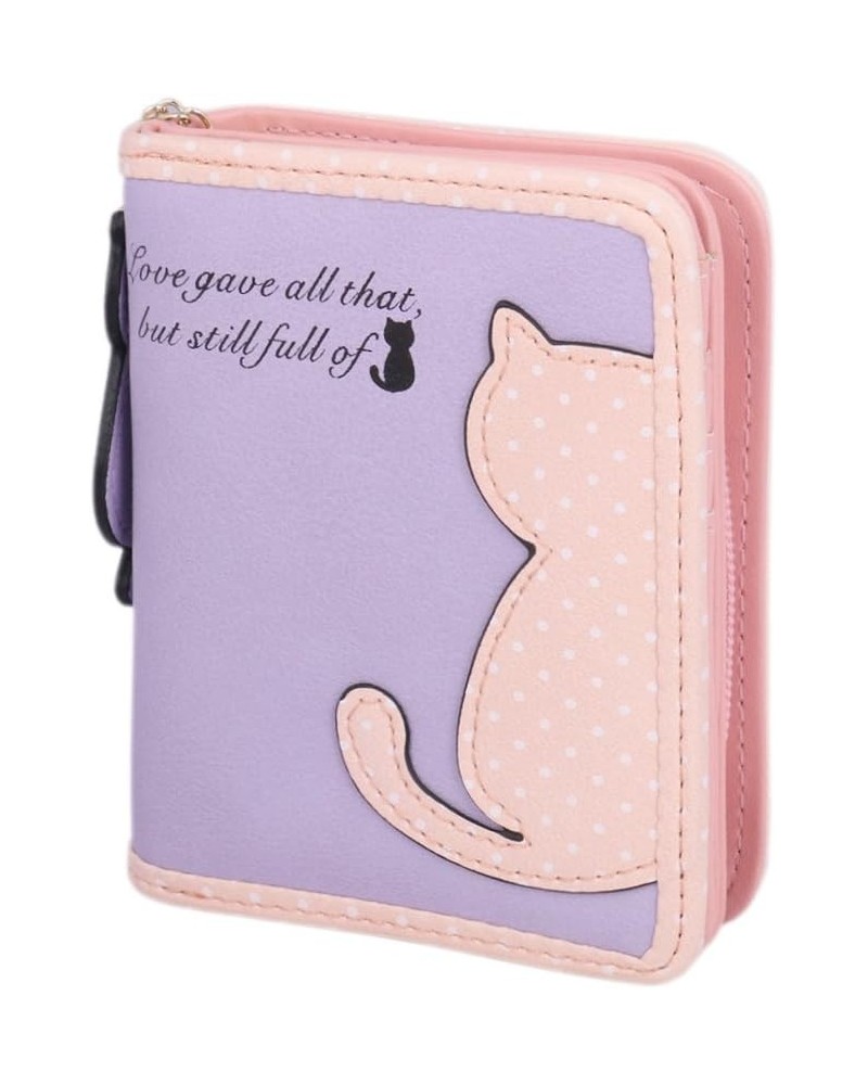 Womens Cat Pattern Wallet Coin Purse Card Holder,Black Purple $9.23 Wallets