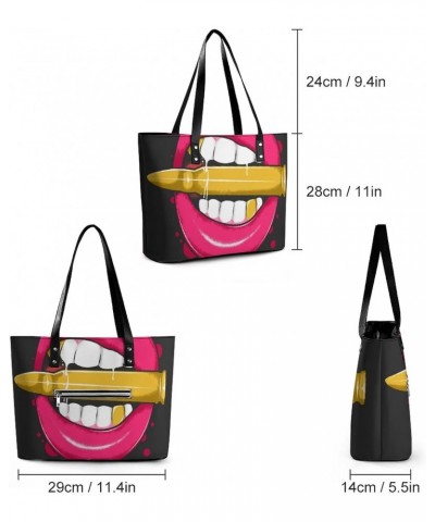 Womens Handbag Lipstick Lip Leather Tote Bag Top Handle Satchel Bags For Lady $15.05 Totes