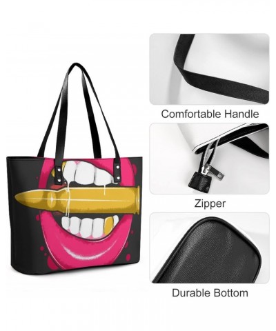 Womens Handbag Lipstick Lip Leather Tote Bag Top Handle Satchel Bags For Lady $15.05 Totes